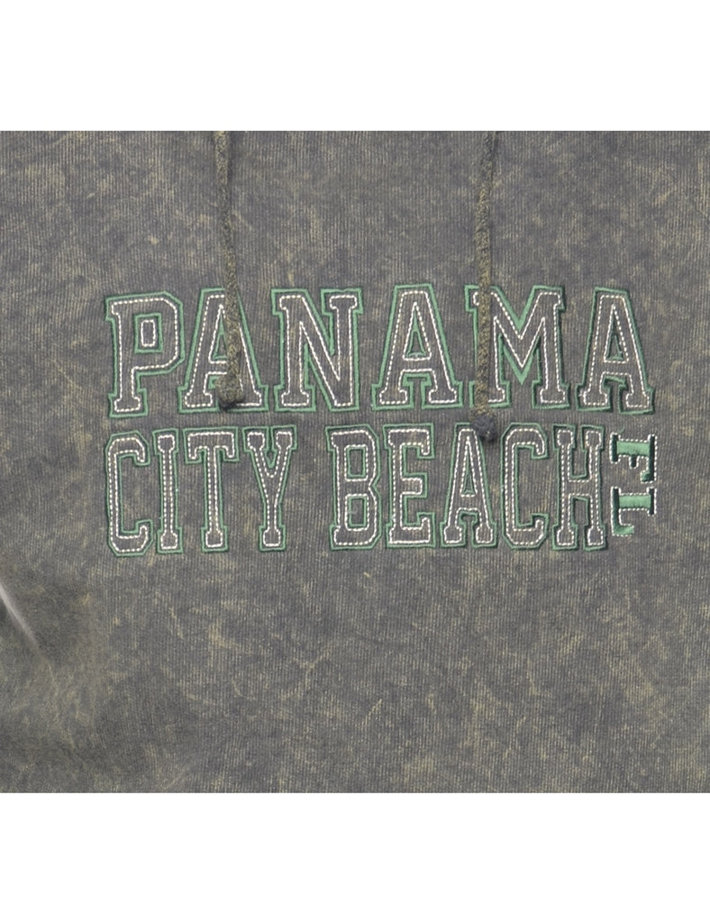 Olive Green Panama City Beach Printed Hoodie - M