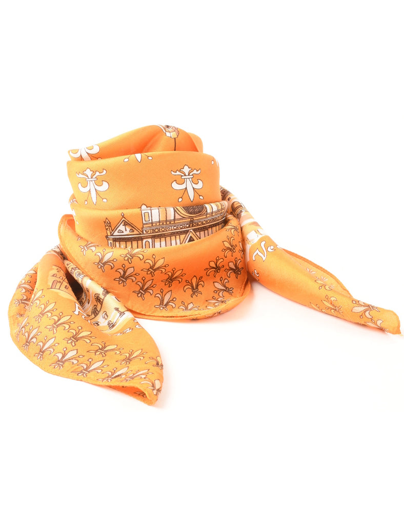 Orange Ponte Vecchio Print Head Scarf - M