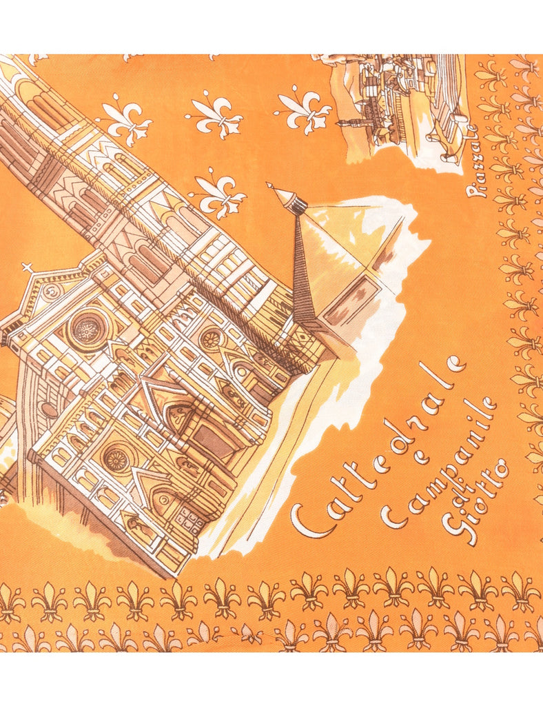 Orange Ponte Vecchio Print Head Scarf - M