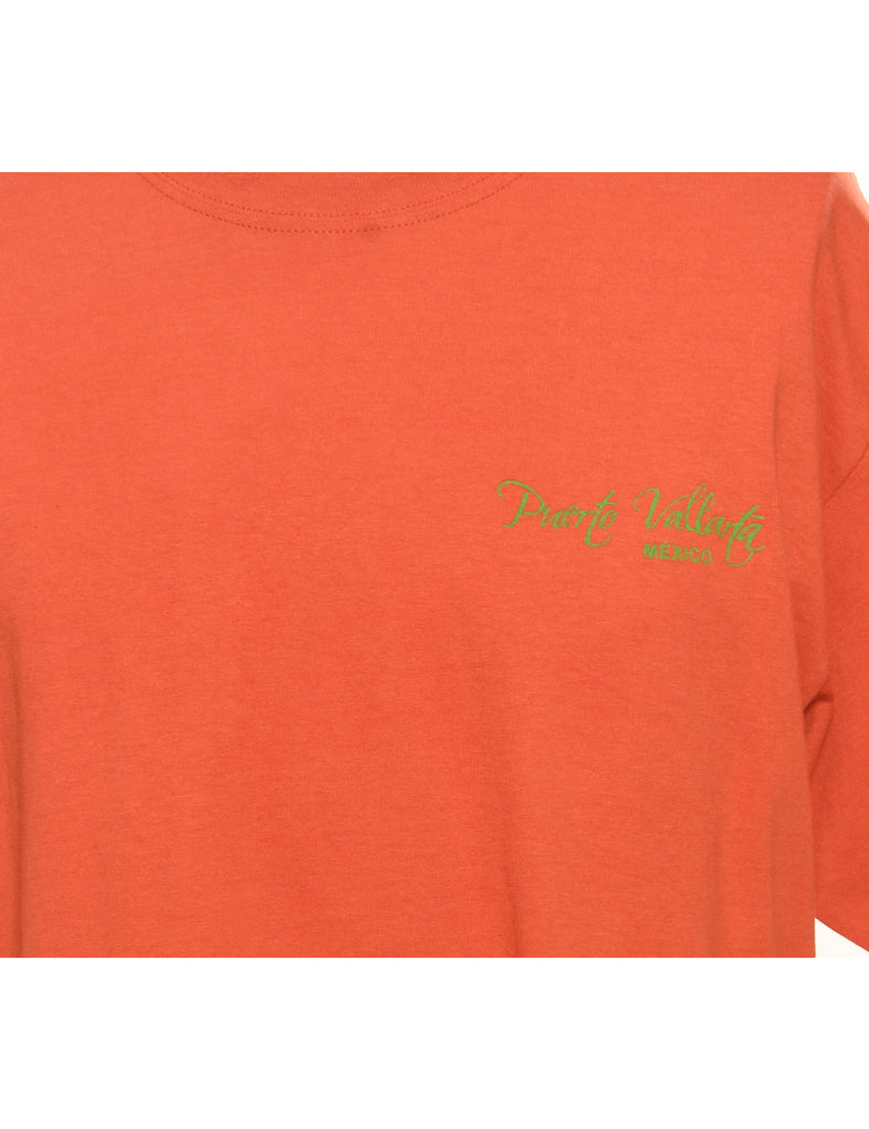 Orange Printed T-shirt - L