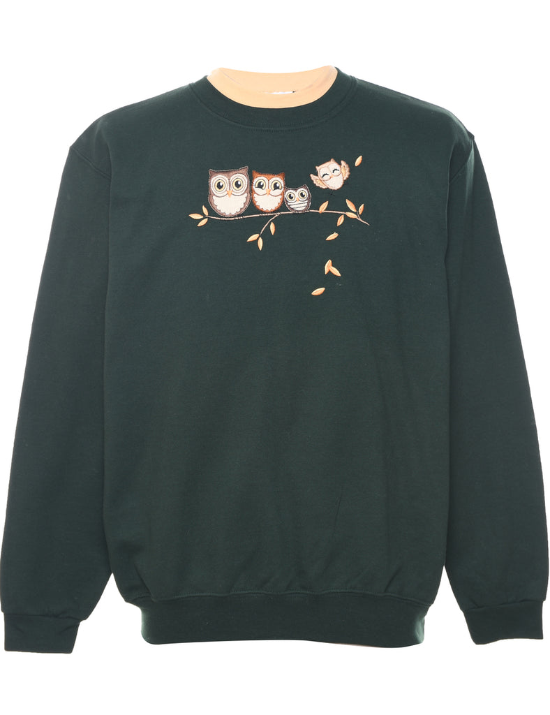Owl Embroidered Sweatshirt - L