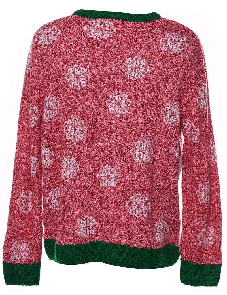 Penguin Design Red & Green Christmas Jumper - M