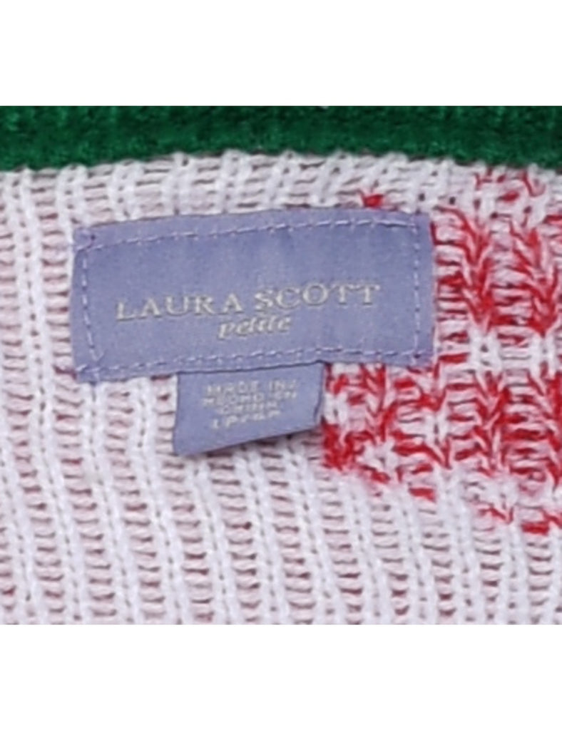 Penguin Design Red & Green Christmas Jumper - M