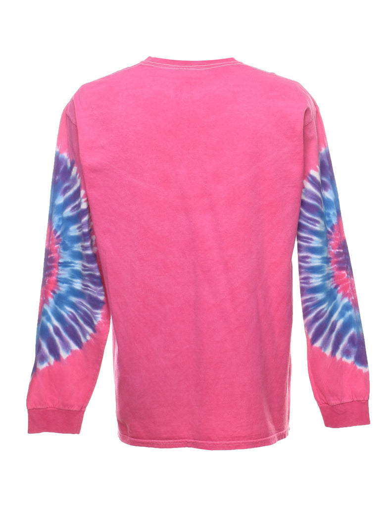 Pink & Blue Tie Dye Merlefest Printed T-shirt - L