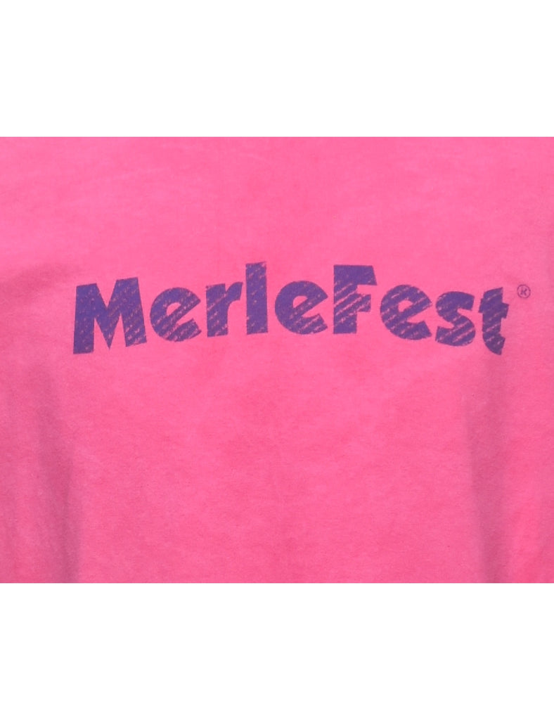 Pink & Blue Tie Dye Merlefest Printed T-shirt - L