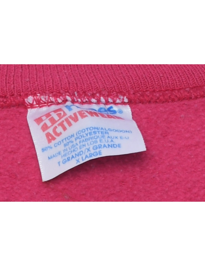 Pink Printed 1990s Daisy Design Sweatshirt - XL