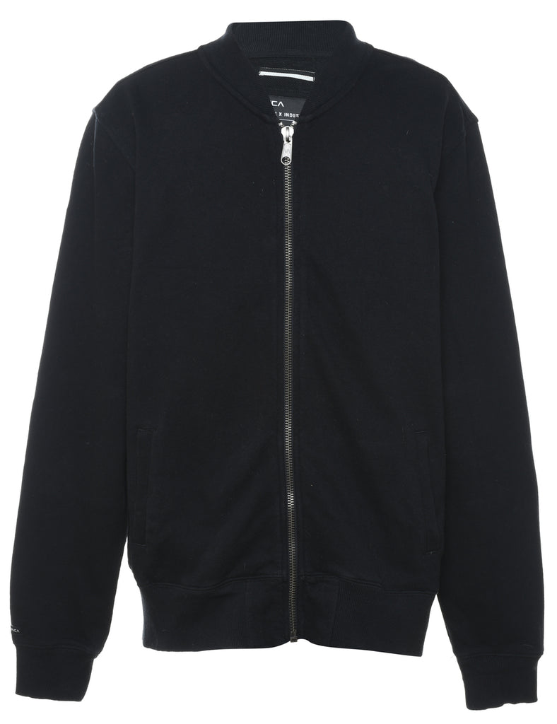 Plain Black PVCA Zip-Front Sweatshirt - M