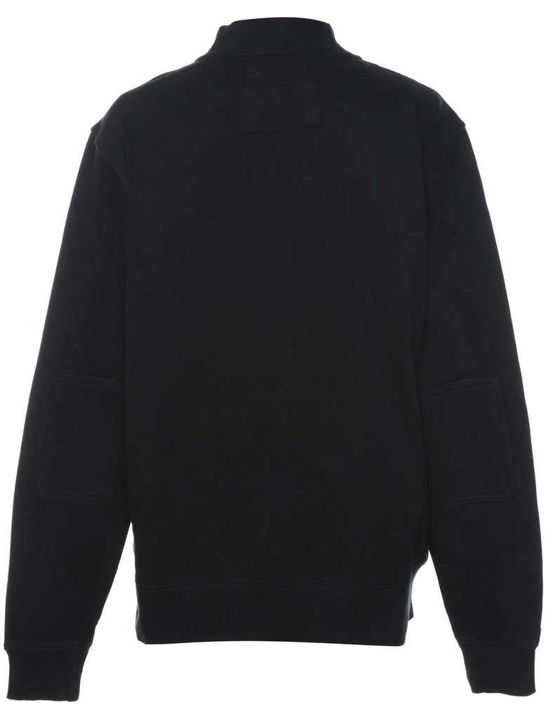 Plain Black PVCA Zip-Front Sweatshirt - M