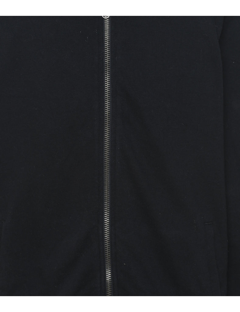 Plain Black PVCA Zip-Front Sweatshirt - M