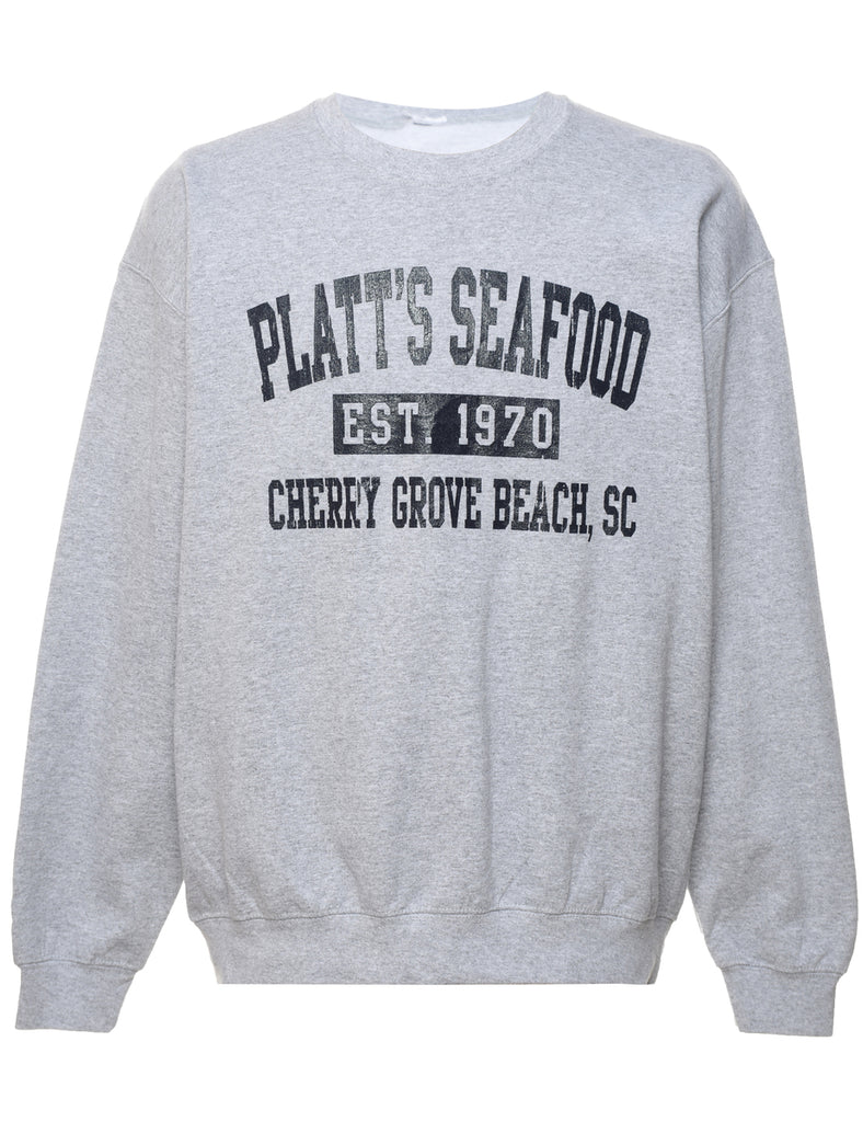 Platt's Seafood Black & Grey Printed Sweatshirt - L