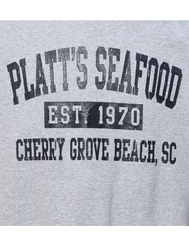 Platt's Seafood Black & Grey Printed Sweatshirt - L