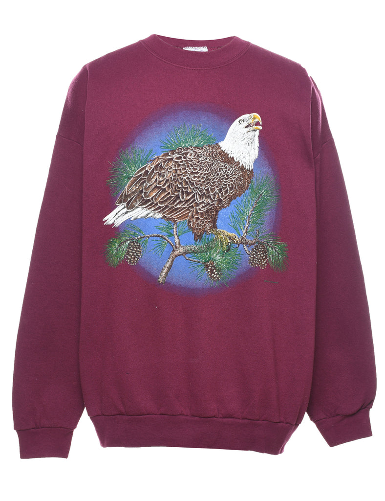 Plum Eagle Design Animal Sweatshirt - XL