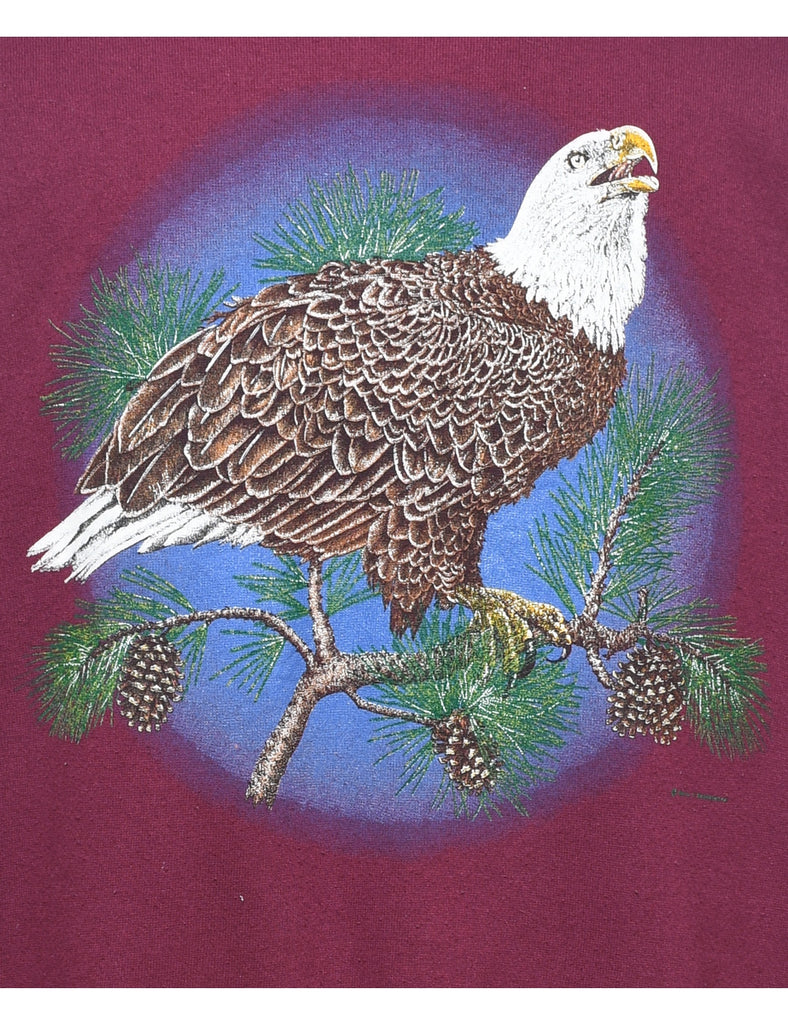 Plum Eagle Design Animal Sweatshirt - XL