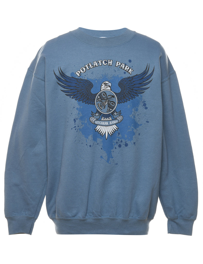 Potlatch Park Alaska Blue Graphic Print Sweatshirt - M