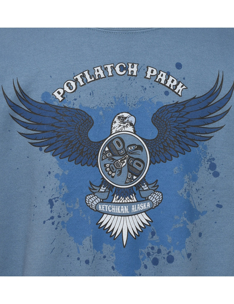 Potlatch Park Alaska Blue Graphic Print Sweatshirt - M