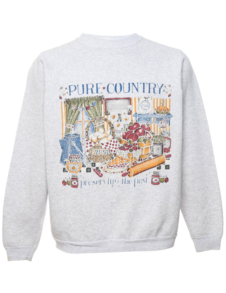 Pure Country Printed Light Grey Sweatshirt - L