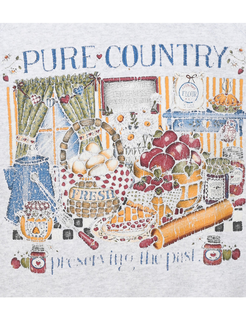 Pure Country Printed Light Grey Sweatshirt - L