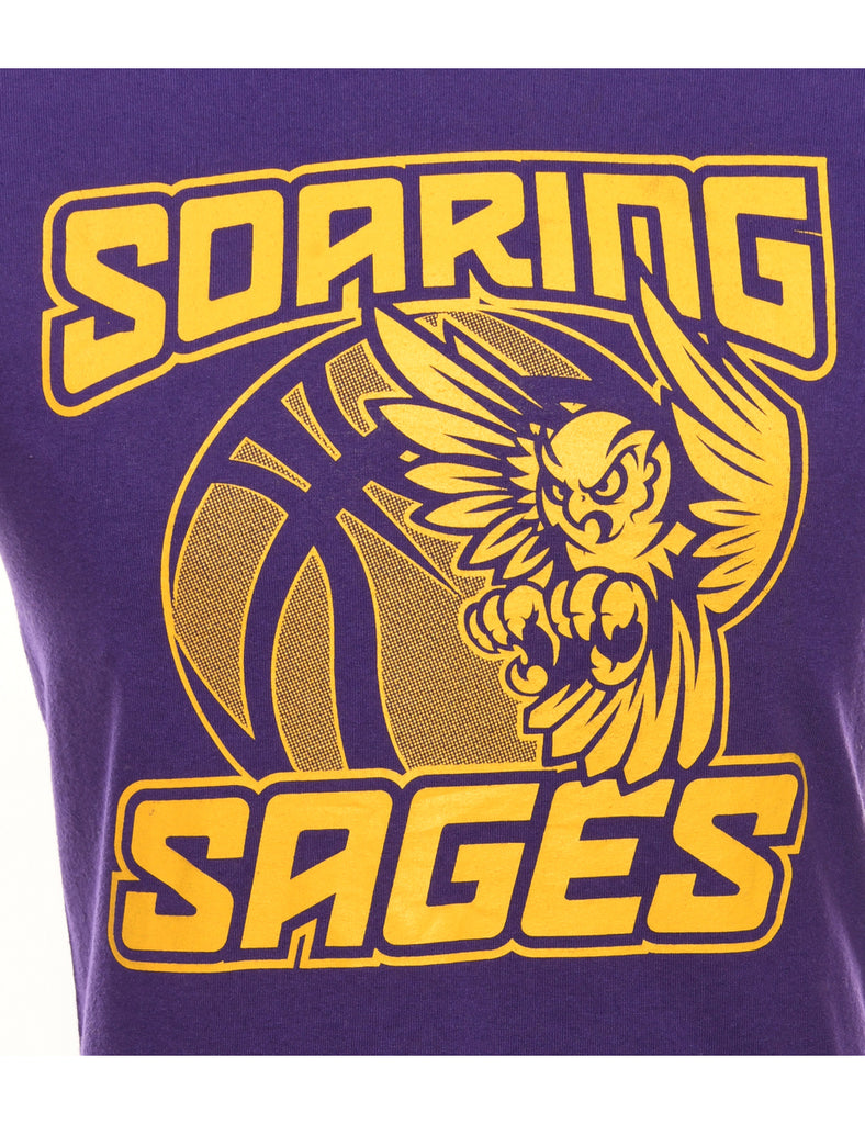 Purple Gildan Soaring Sages Printed T-shirt - S