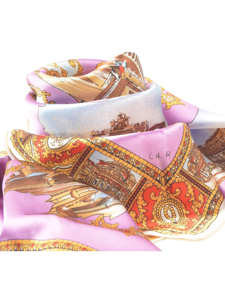 Purple Patterned Head Scarf - M