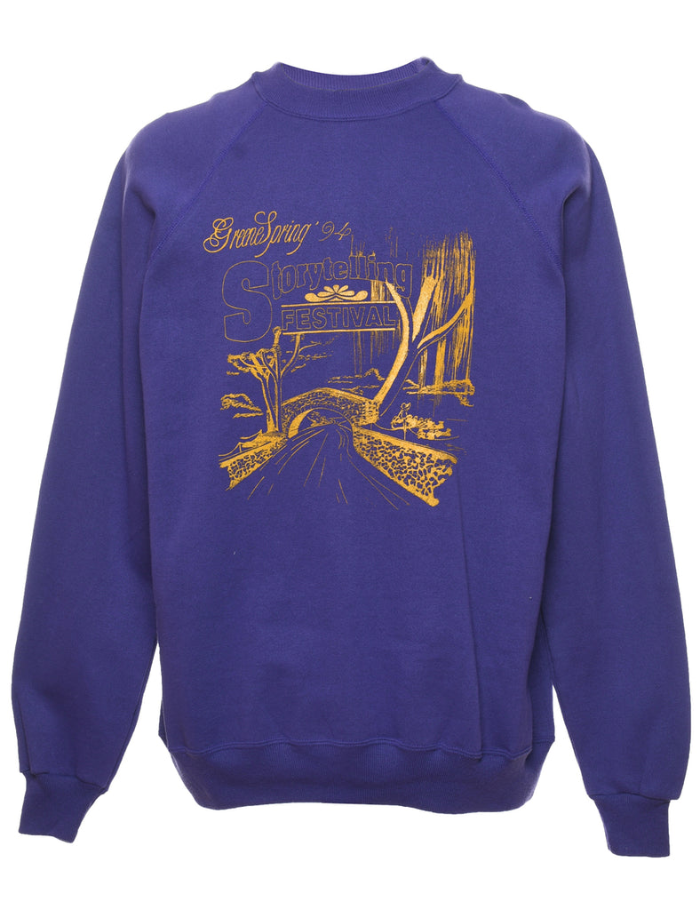 Purple & Yellow Story Telling Festival Design Sweatshirt - XL