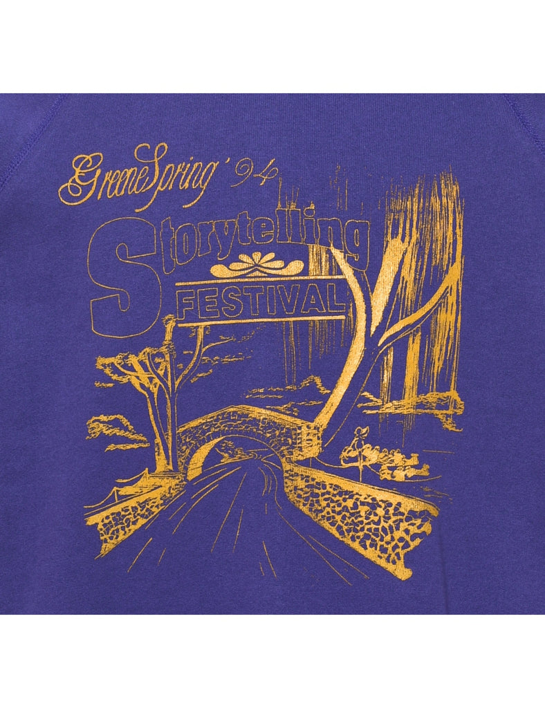 Purple & Yellow Story Telling Festival Design Sweatshirt - XL