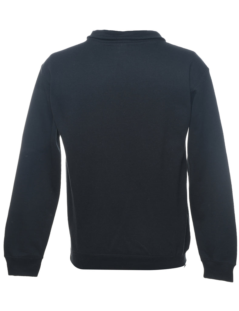 Quarter-Zip Black Plain Sweatshirt - S