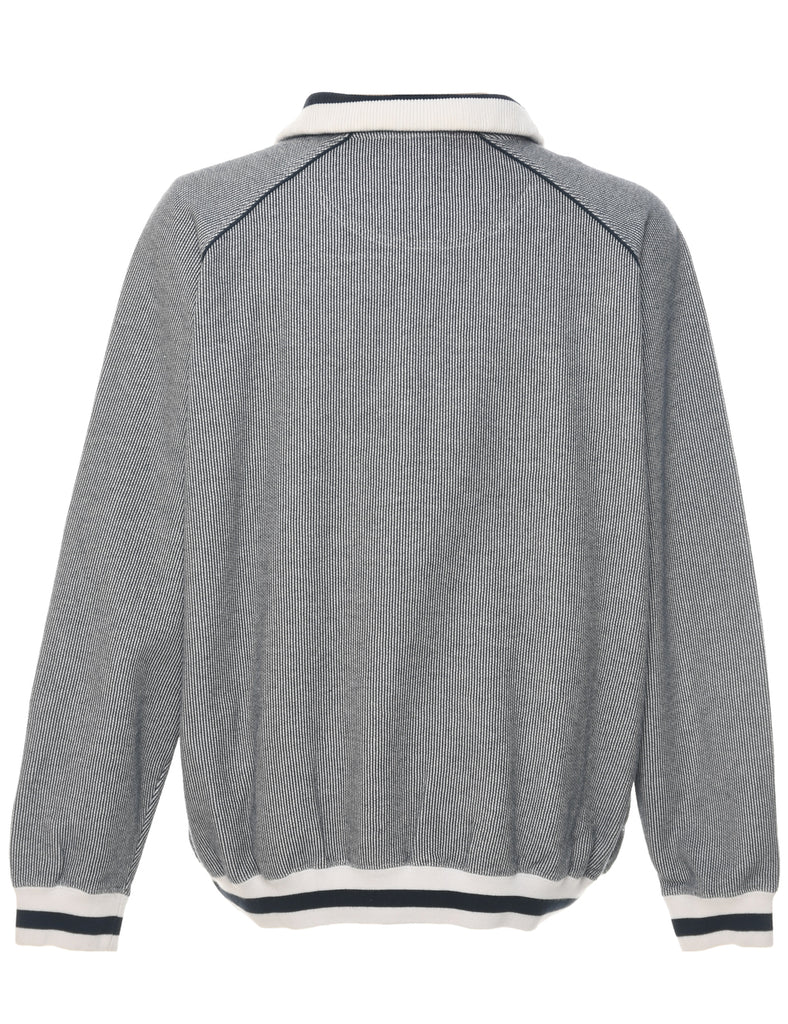 Quarter-Zip Grey & White Patterned Sweatshirt - XL