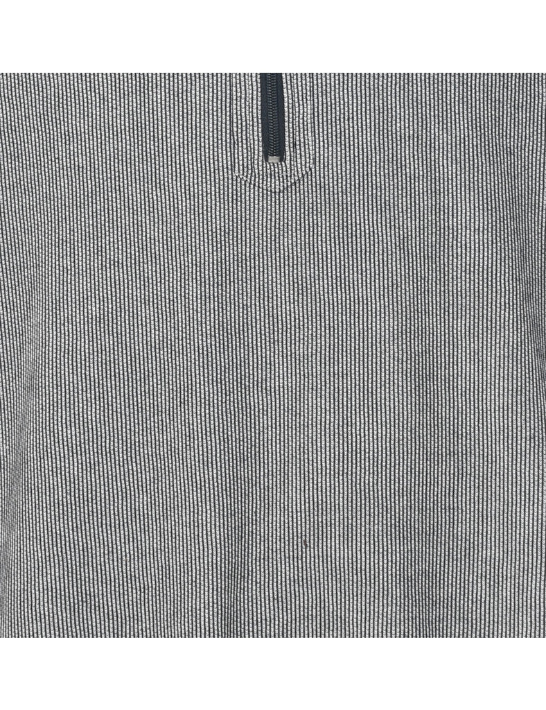 Quarter-Zip Grey & White Patterned Sweatshirt - XL