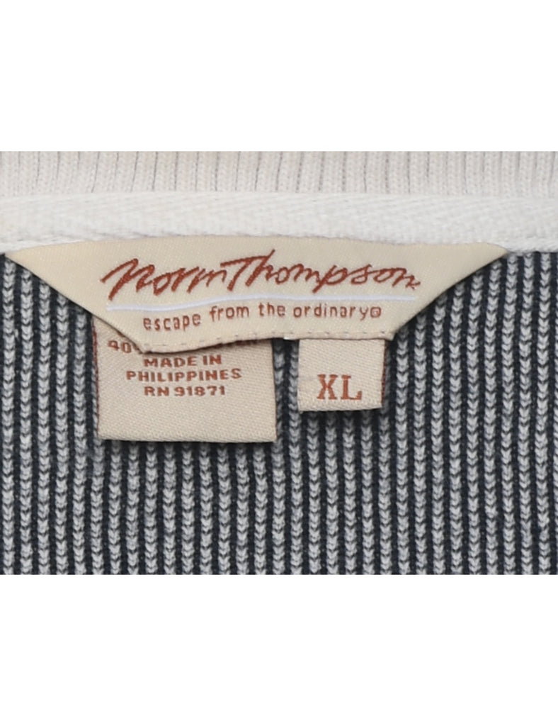 Quarter-Zip Grey & White Patterned Sweatshirt - XL