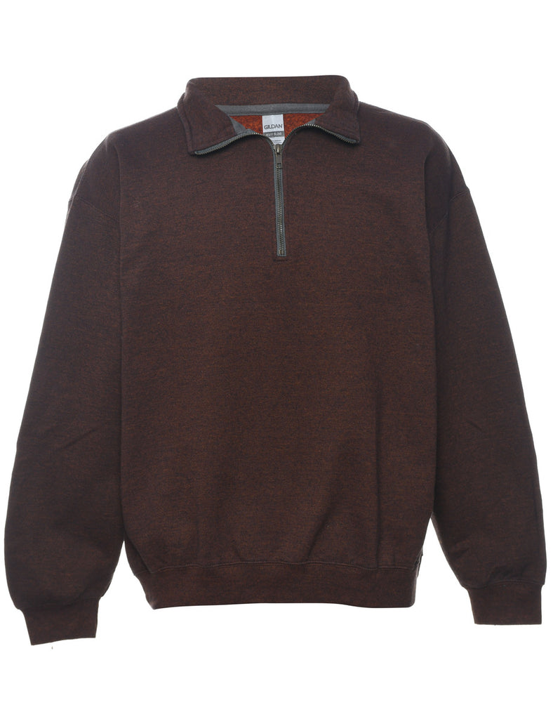 Quarter Zip Plain Sweatshirt - L