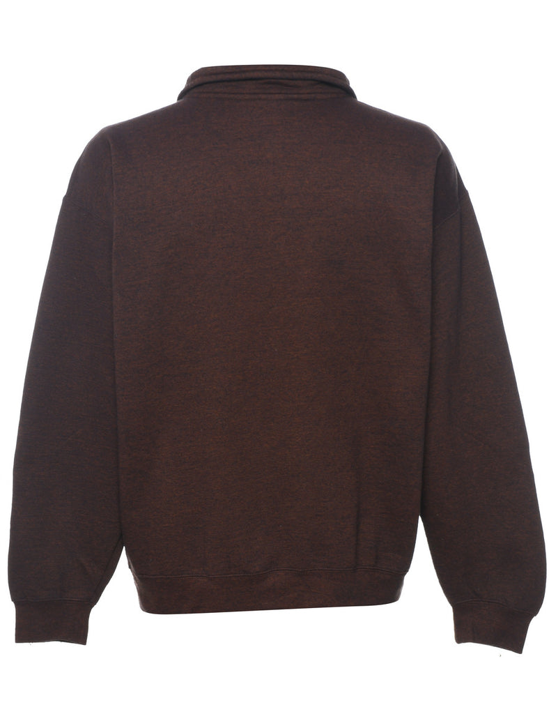 Quarter Zip Plain Sweatshirt - L