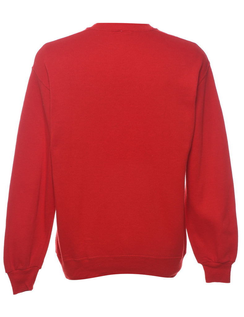 Red 1980s Printed Sweatshirt - L