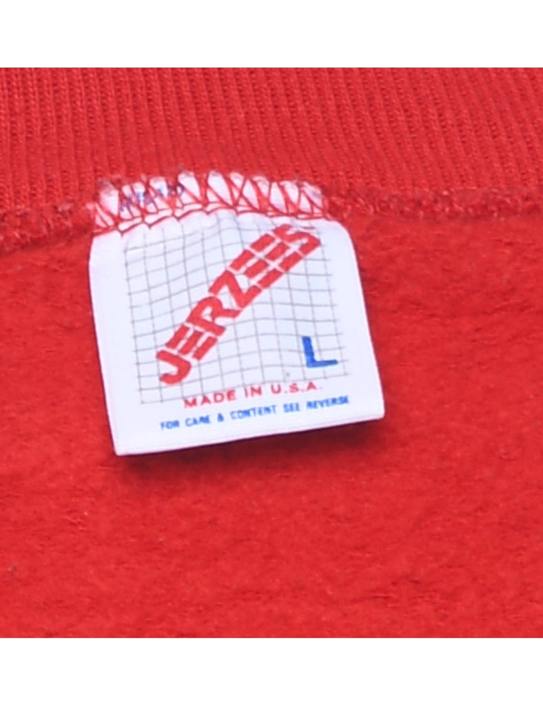 Red 1980s Printed Sweatshirt - L