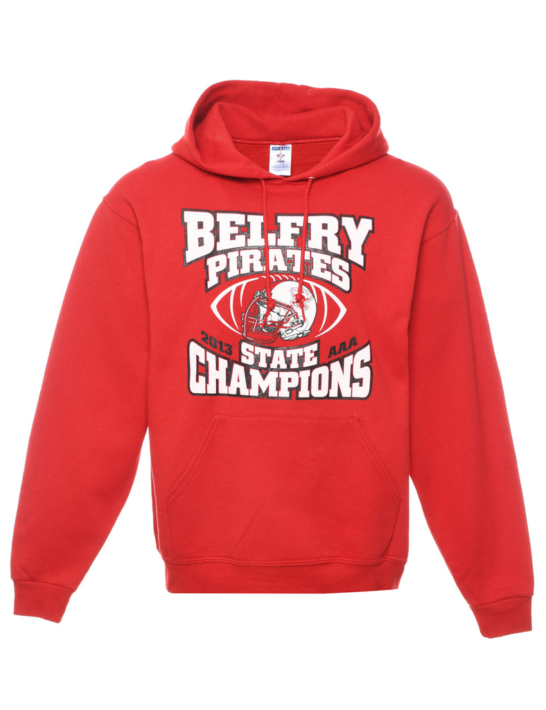 Red Belfry Pirates State Champions Hooded Sports Sweatshirt - L