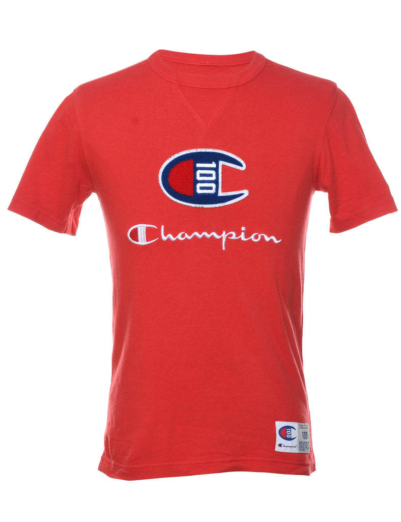 Red Champion Embroidered T-shirt - S