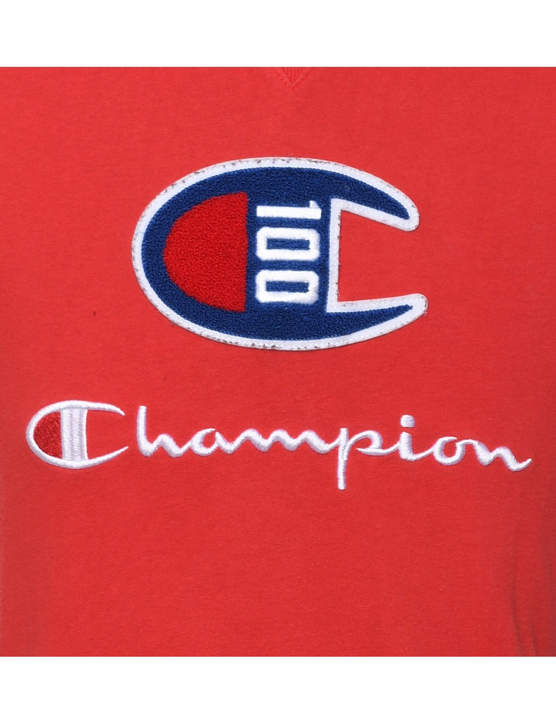 Red Champion Embroidered T-shirt - S