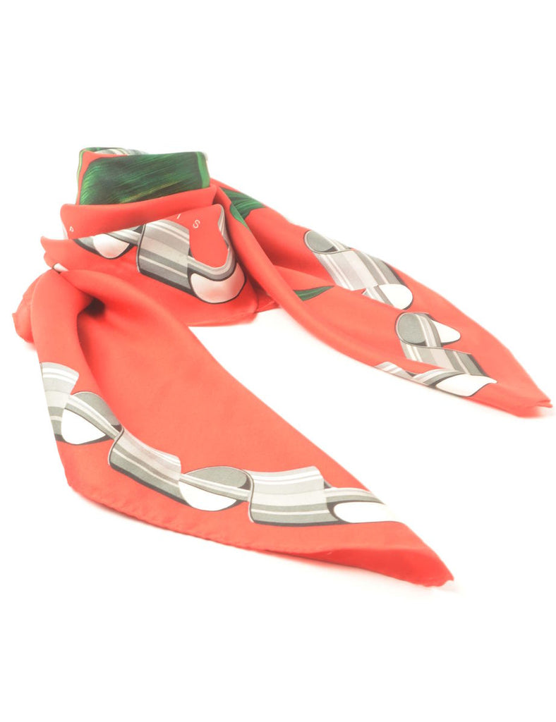 Red Floral Head Scarf - M