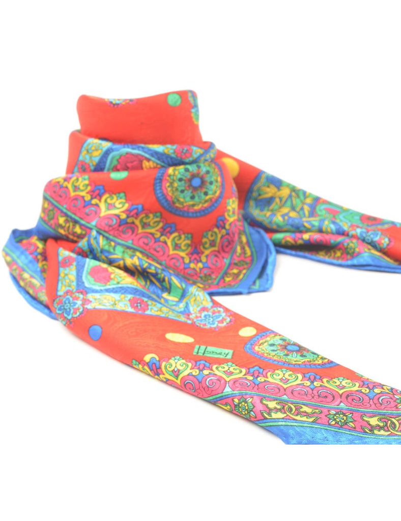 Red Floral Head Scarf - M