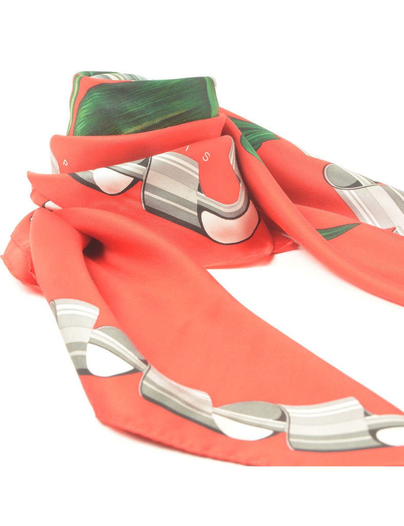 Red Floral Head Scarf - M