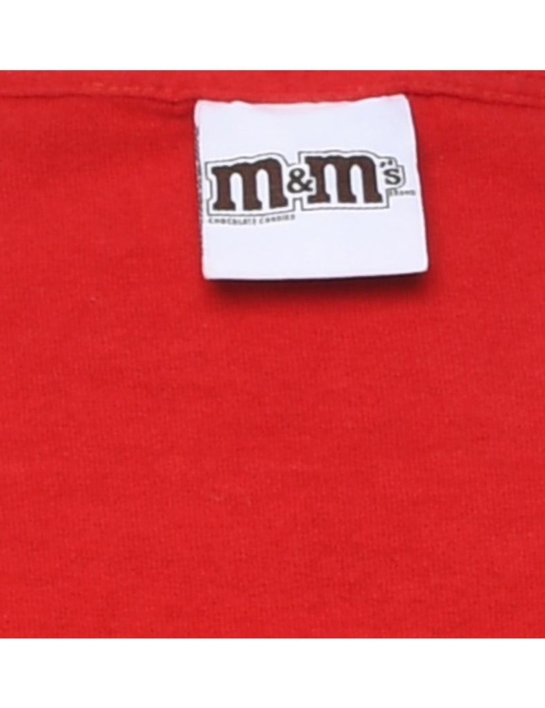Red M&Ms Design Printed Cartoon T-shirt - XL