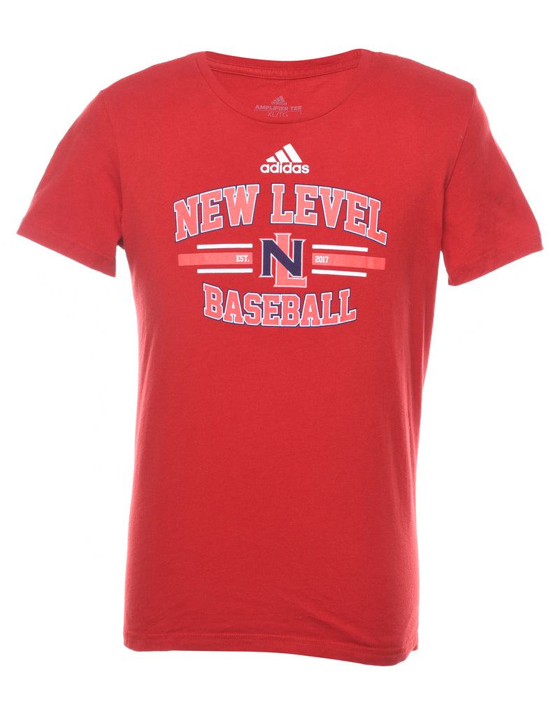 Red New Level Baseball Printed T-shirt - XL