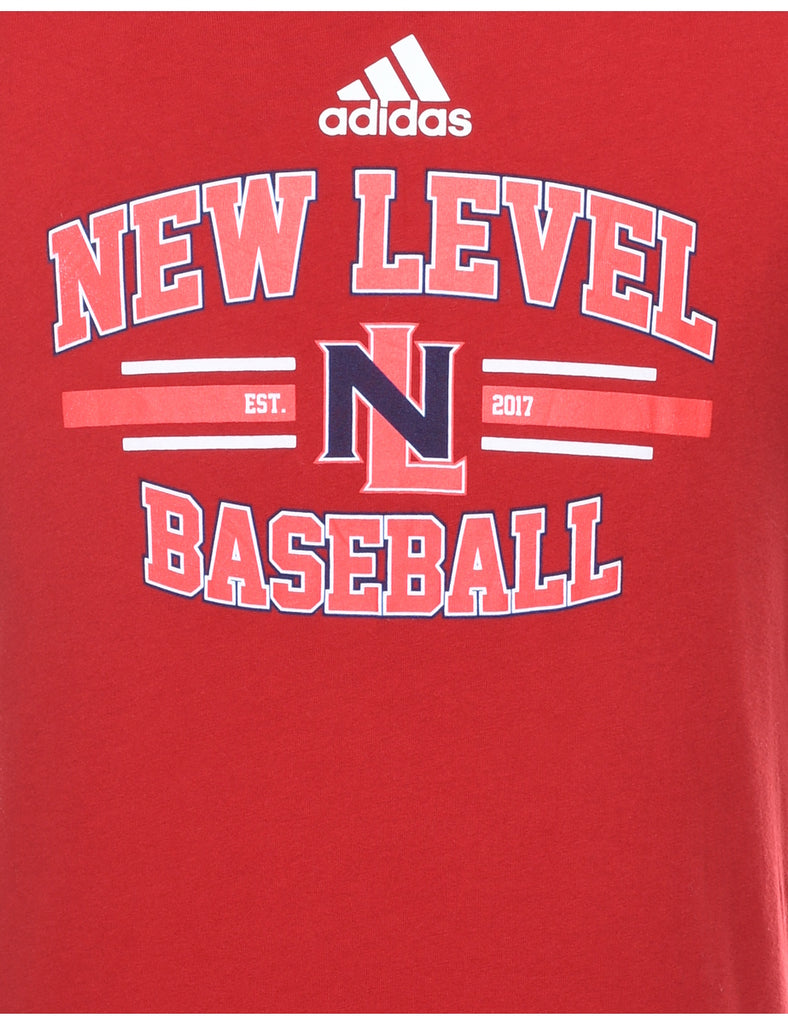Red New Level Baseball Printed T-shirt - XL