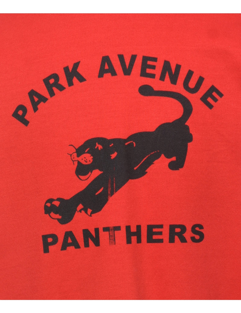 Red Park Avenue Panthers Black & Red Printed Sweatshirt - L