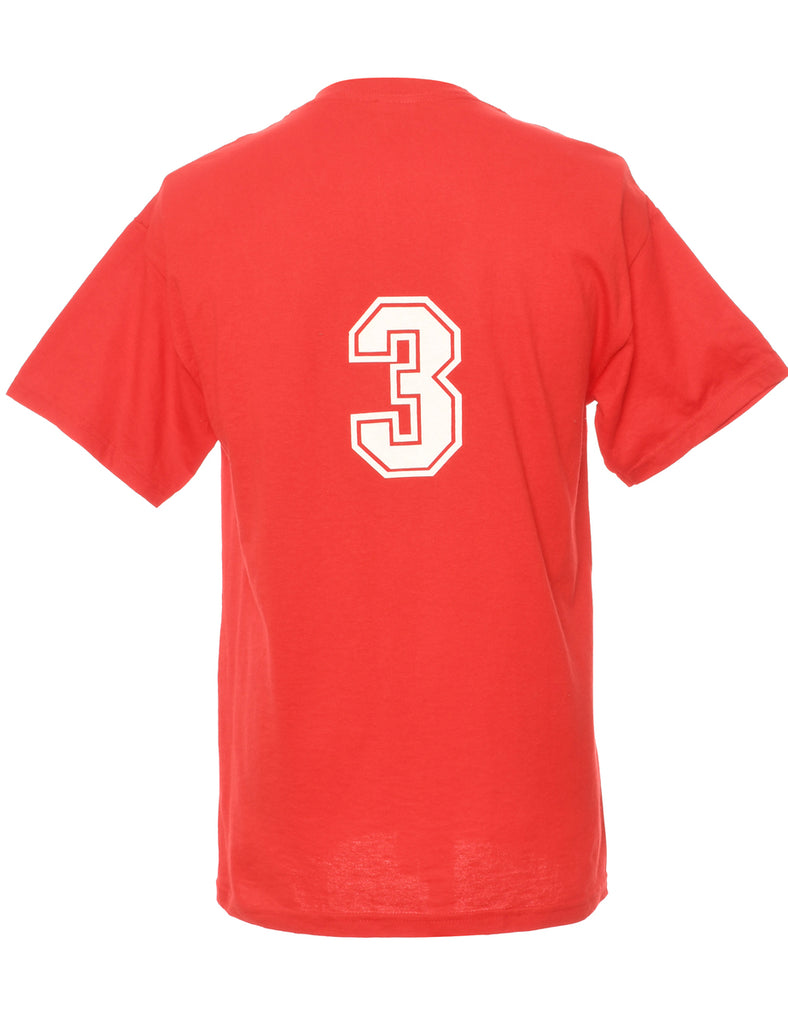 Red & White Printed Basketball T-shirt - M
