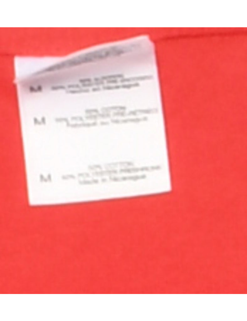 Red & White Printed Basketball T-shirt - M