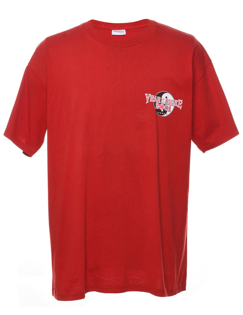 Red Year Of The Snake Design T-Shirt - XL