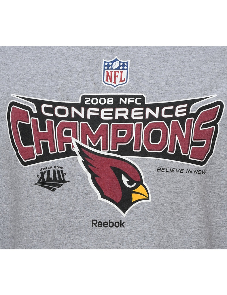 Reebok NFL Light Grey & Maroon Printed Sports T-shirt - XL