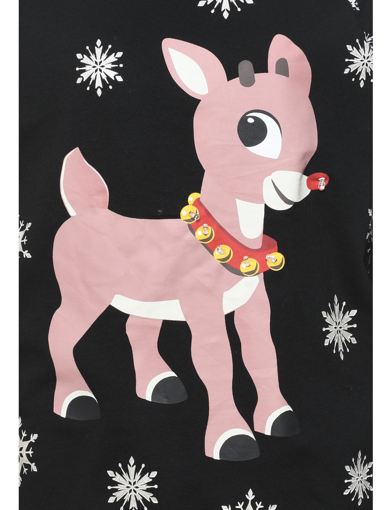 Reindeer Design Christmas Sweatshirt - M