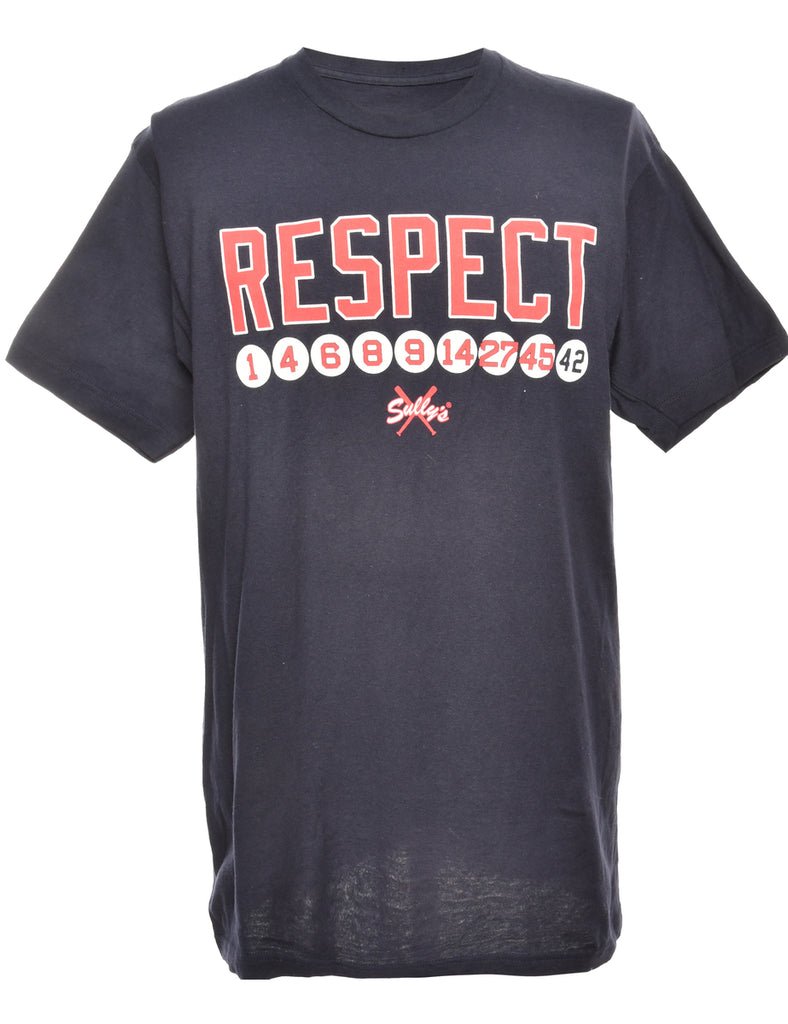 Respect Navy Printed T-shirt - M