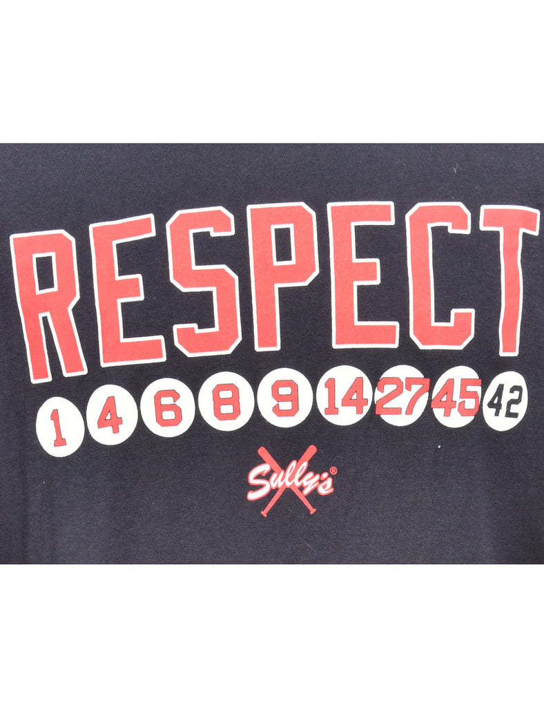 Respect Navy Printed T-shirt - M